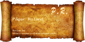 Páger Roland névjegykártya